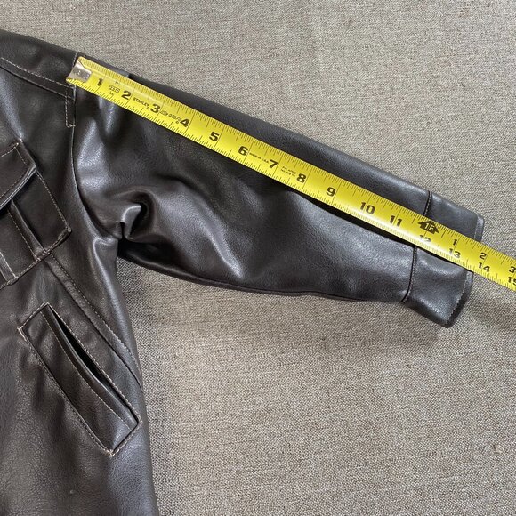 Kenneth Cole Reaction Faux Leather Jacket Kids Boys 4 Brown Biker Jacket - Picture 8 of 15